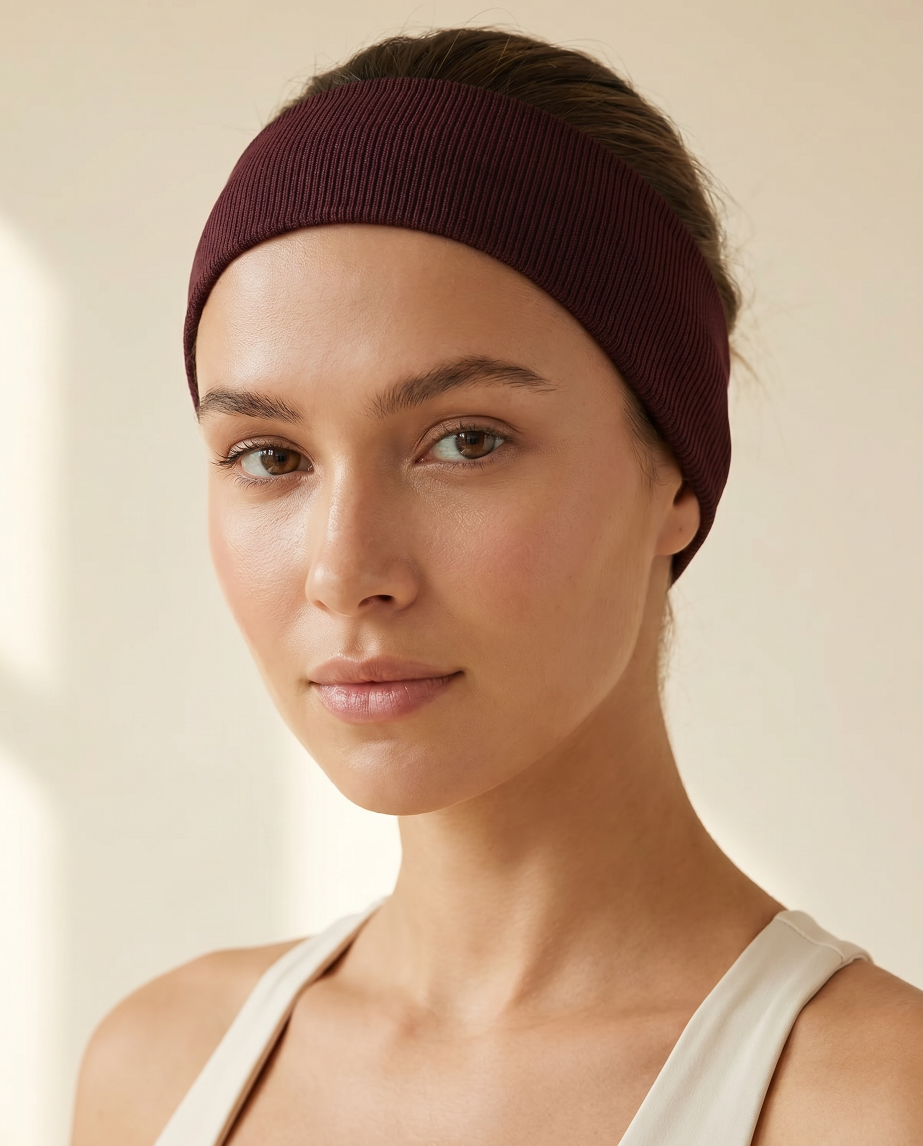 Woman wearing the Naked Feel Workout Headband by Love Your Curve