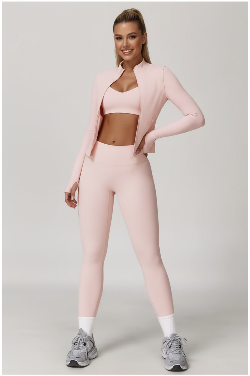 Pink athletic set - full face view
